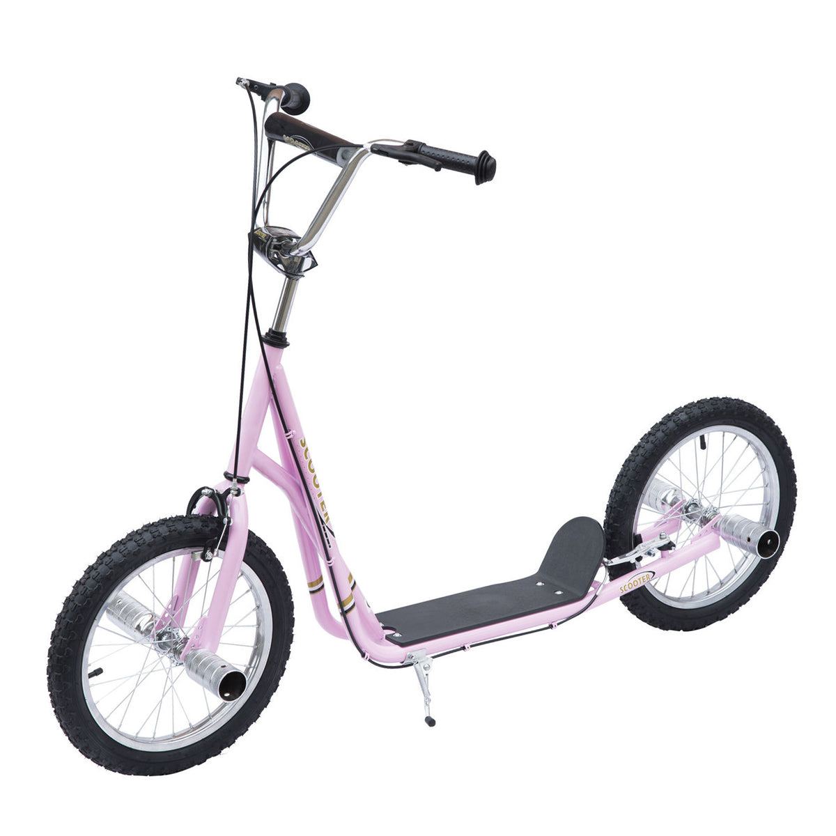 Kinderroller mit Luftreifen Scooter Roller Kinder Roller Kickboard 16 Zoll Rosa