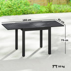 Gartentisch Ausziehbarer 80/160 x 80 cm Aluminium Esstisch für 4-6 Personen, Rechteckig mit Lamellenplatte