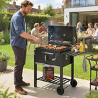 Charcoal Grill, with Height-Adjustable Coal Pan - Black