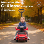 2 in 1 Baby Ride on Push Car Mercedes-Benz C-Class Licensed Walker Foot to Floor Push-Along with Removable Handle, Red