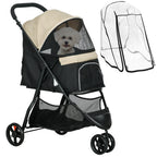 Foldable Pet Stroller w/ Rain Cover, for XS Dogs, S Dogs - Khaki