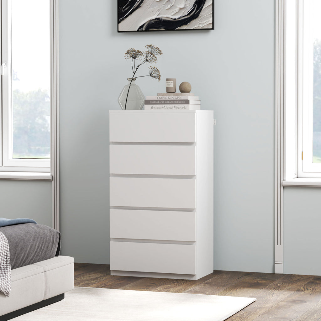Kommode Sideboard Schubladenkommode, 5 Schubladen, 55 cm x 34 cm x 100 cm, Wei?