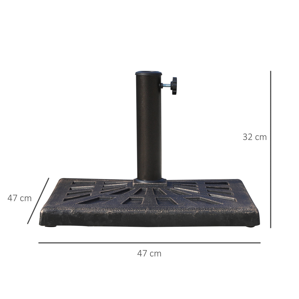 15kg Resin Durable Patterned Colophony Garden Patio Square Umbrella Stand Base Stand Bronze