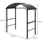 Grillpavillon, 2 Seitenablagen, Haken, Stahlrahmen, 1,1 x 2,3m, Dunkelgrau