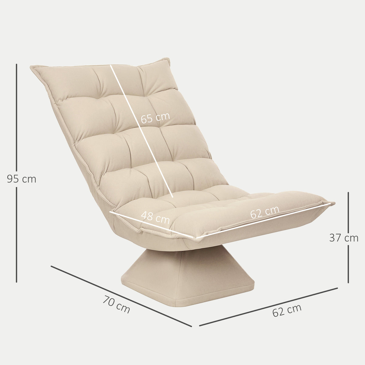 Relaxsessel Lesesessel, drehbar, Leinenoptik, 62 cm x 70 cm x 95 cm, Beige