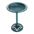 Garden Bird Bath Outdoor Decrative Garden Feeder Stand with Scallop-like Pattern, Time-Worn Finish, 50cm, Green