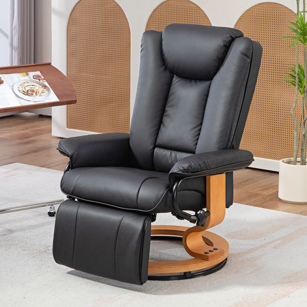 Relaxsessel mit Liegefunktion, drehbar, bis 150 kg, Kunstlederbezug, Stahlrahmen, Schwarz