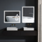 LED Bathroom Mirror with Lights, 3X Magnifying Mirror, Dimming Lighted Bathroom Mirror, Vanity Mirror with 3 Colour Front and Backlit, Smart Touch, Anti-Fog, Horizontal and Vertical, 80x60cm