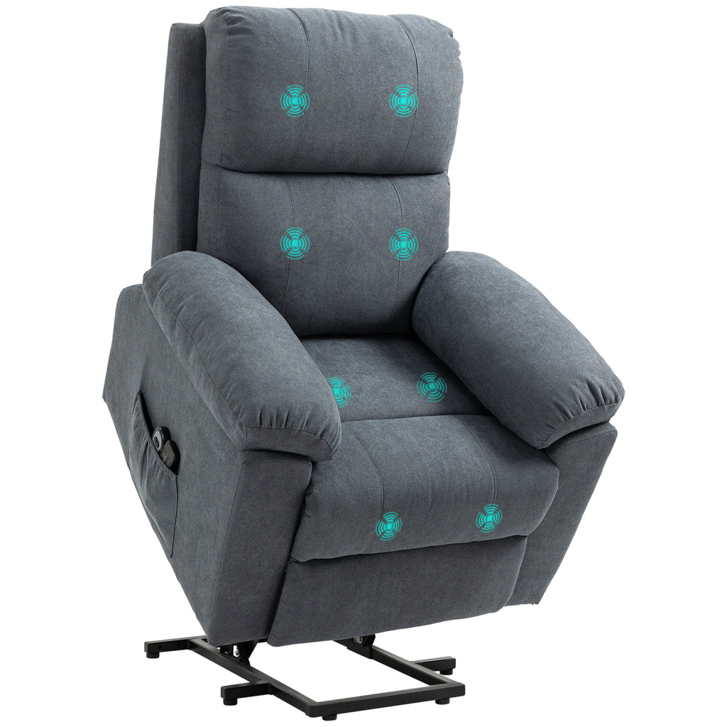 Massagesessel mit Aufstehhilfe, Sessel mit Aufstehhilfe, 8 Vibrationsmotoren, inkl. Fernbedienung, grau