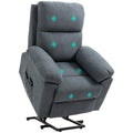 Massagesessel mit Aufstehhilfe, Sessel mit Aufstehhilfe, 8 Vibrationsmotoren, inkl. Fernbedienung, grau