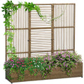 Blumenkasten mit Spalier, wetterfest, Polyrattan, 103 x 29 x 103 cm, Sandfarbe