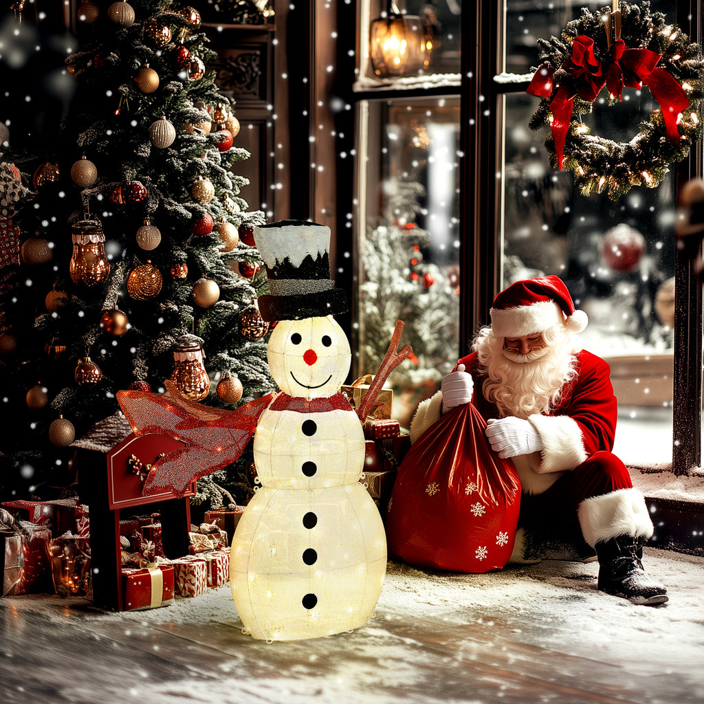 78er LED Weihnachtsdeko, Weihnachten Schneemann in warmweiß, Stahlrahmen, für Indoor, Outdoor, Mehrfarbig