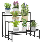 Three-Tier Metal Plant Shelf - Black