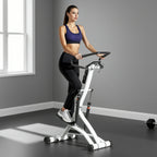 STEPPER mit 12 Widerstandsstufen, LCD-Anzeige, 2 Rollen, 80 cm x 61 cm x 134 cm, Weiß + Schwarz