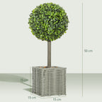 2er-Set k¨¹nstliche Pflanzen, UV-best?ndige Kunstb?ume im Topf, f¨¹r drinnen und drau?en geeignet, Kunststoff, Zement, Gr¨¹n