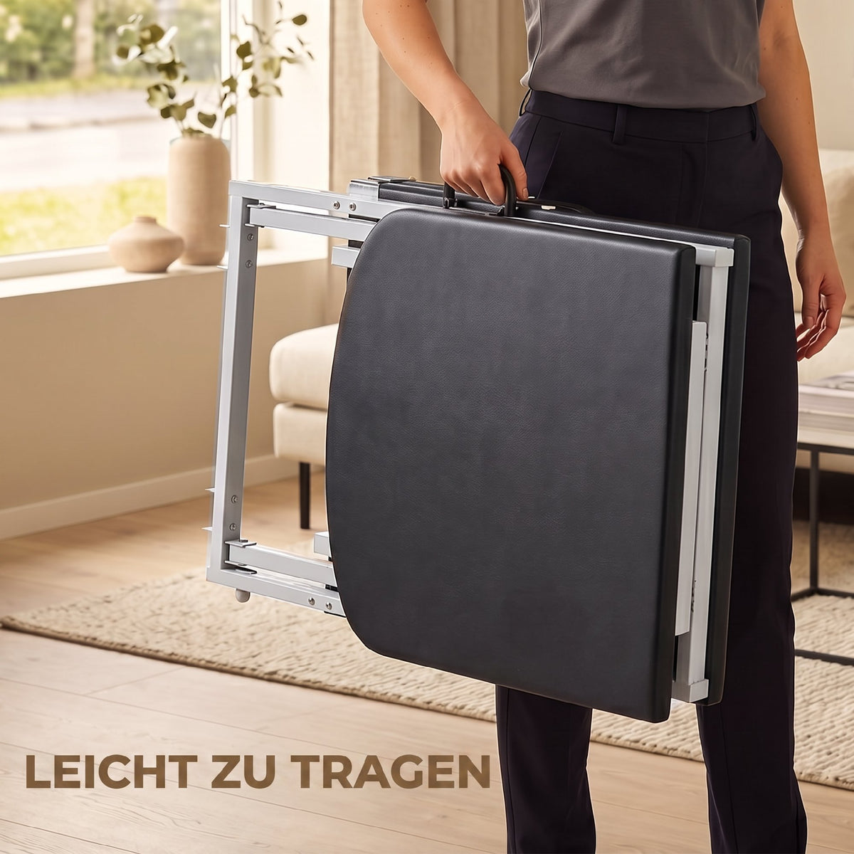 Tragbare Massageliege, 3-teilige verstellbare Kosmetikliege mit Gesichtsausschnitt, abnehmbarer Kopfstütze und Armlehnen