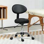Rollhocker höhenverstellbar mit Rückenlehne Drehhocker 83-98 cm Arbeitshocker 360° drehbar für Büro Salon