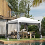 Faltpavillon, Faltzelt mit Seitenw?nden inkl. Tragetasche, Gartenpavillon, Metall, Oxfordstoff, 3 x 3 m, Cremewei?