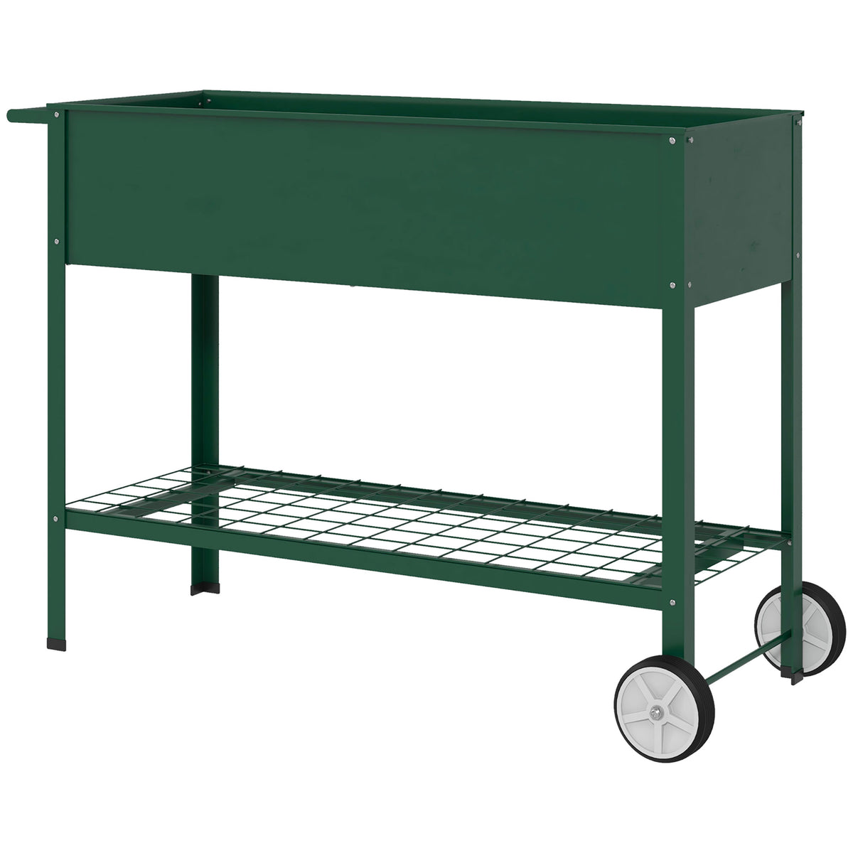 Hochbeet Pflanzbeet Pflanzkasten, 1 Ablage, 2 Rollen, 109 cm x 44 cm x 80 cm, Gr¨¹n