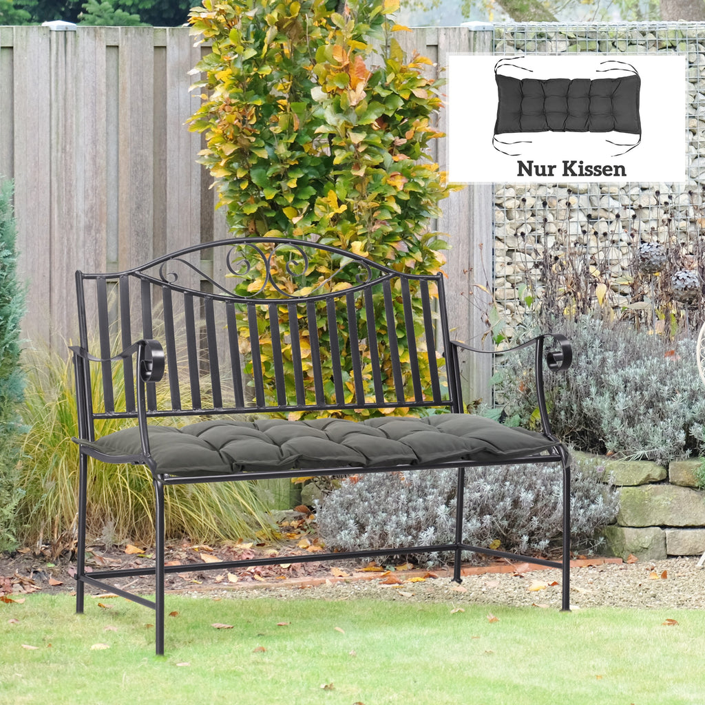 Sitzkissen 100x40 cm Stuhlkissen mit Bindeb?nder, 10cm dick Polsterauflage Dunkelgrau