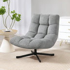 Sessel Drehbar Loungesessel mit Breiter Sitzfläche, wasserabweisend Chenille-Optik, gekreuzt Stahlbeine, Grau