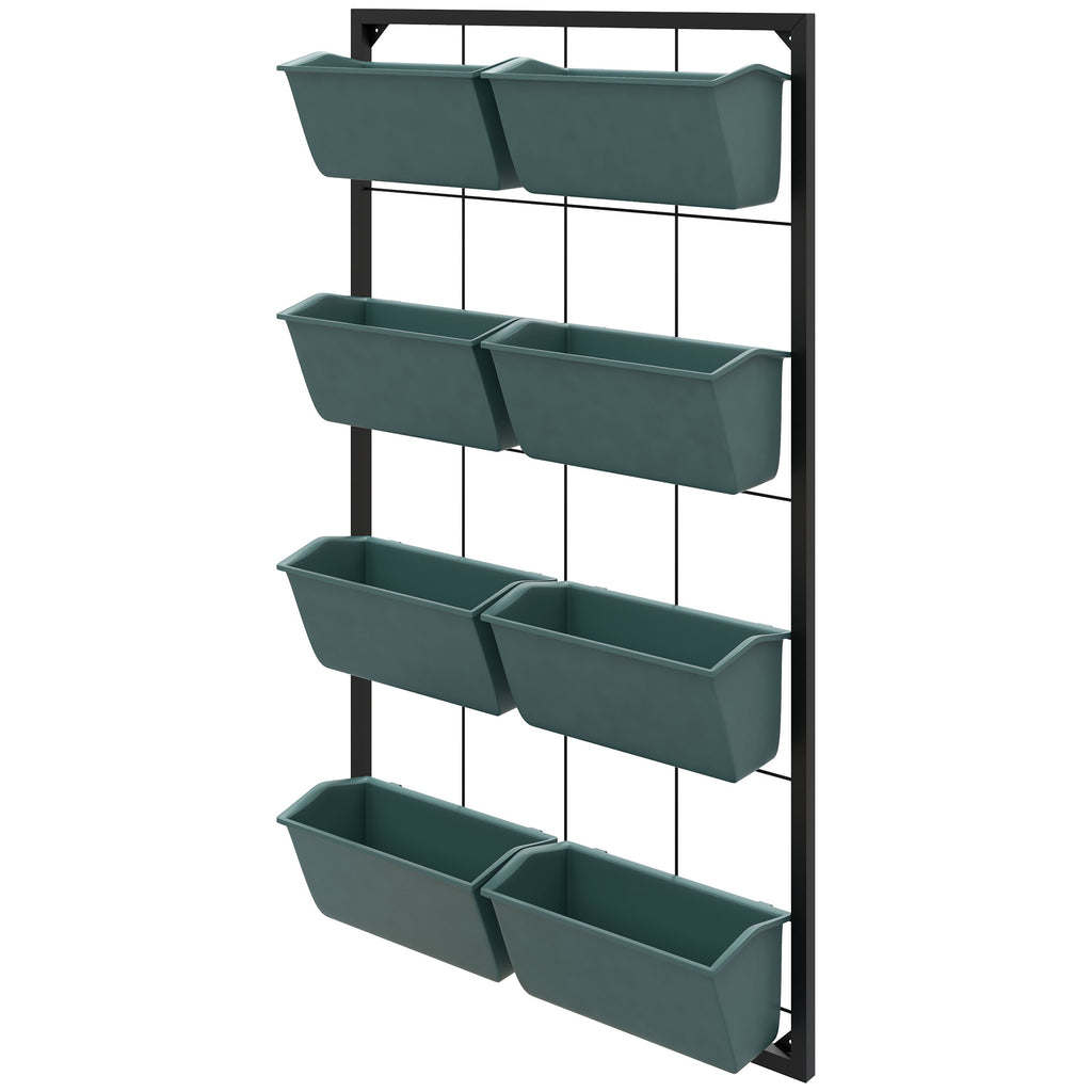 Pflanzentreppe Blumentreppe 8 Pflanzk?sten, stapelbar, wetterbest?ndig, 52,5 x 14 x 90 cm, Grau + Schwarz