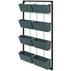 Pflanzentreppe Blumentreppe 8 Pflanzk?sten, stapelbar, wetterbest?ndig, 52,5 x 14 x 90 cm, Grau + Schwarz