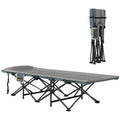 Feldbett faltbar Campingbett mit Matratze Kopfkissen Seitentasche 187 x 67 x 37 cm Gästebett bis 150 kg Grau