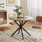 Extendable Dining Table for 4-6, Industrial Kitchen Dinner Table with Butterfly Leaf and X-Shape Base, Natural Wood
