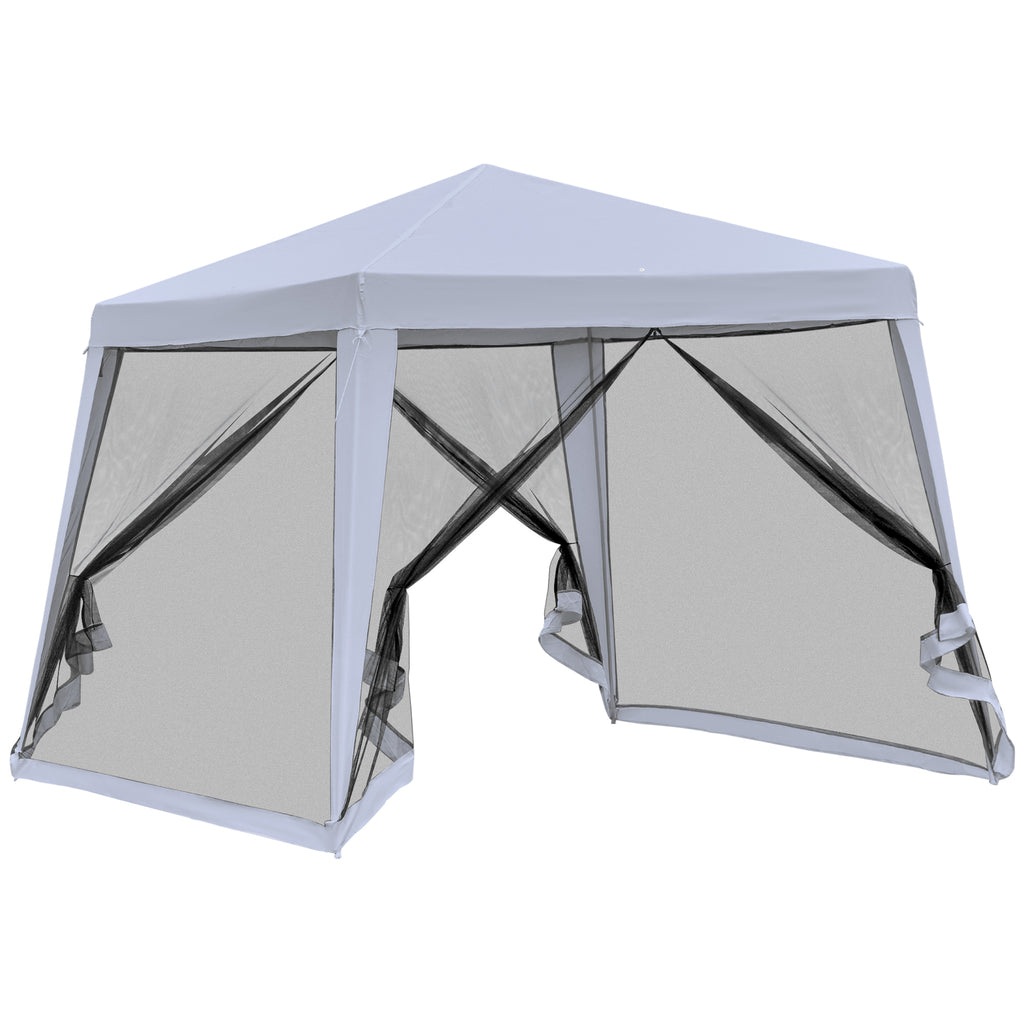 Gartenpavillon Pavillon Festzelt Partyzelt wetterfest Zelt mit Moskitonetz Metall + Polyester Grau 3 x 3 m
