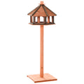 130cm Wooden Bird Table, Feeding Station with Roof for Outdoor, Brown