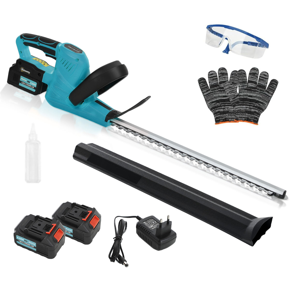 Elektro Heckenschere Akku Elektrischer Heckenschneider mit 51cm Schnittl?nge Motor, Akku Blau
