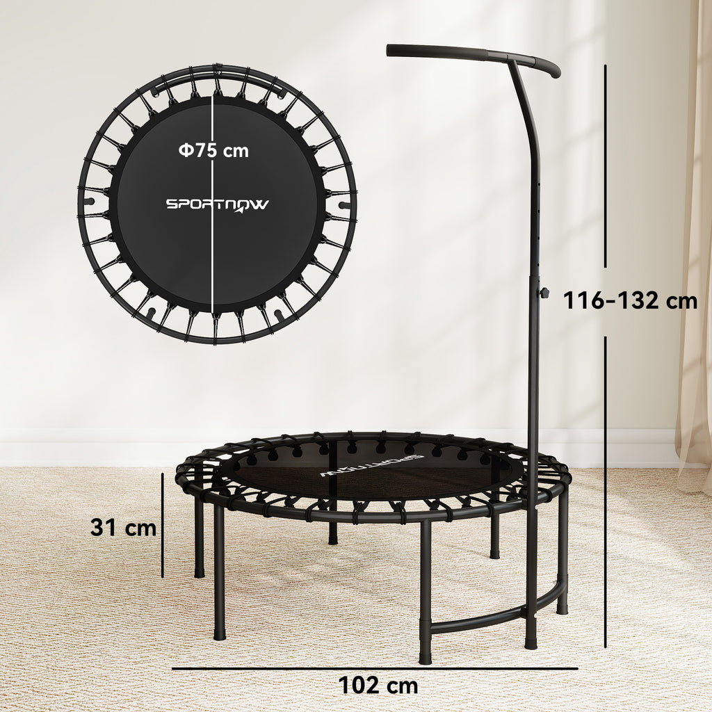 Rebounder-Trampolin, 5-stufig verstellbarer Griff, Workout-Trampolin, Schwarz