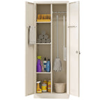 Besenschrank Mehrzweckschrank aus Stahl Vorratsschrank mit Staubsaugerfach & Verstellbaren Einlegeböden 60 x 40 x 165 cm
