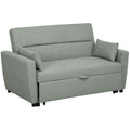 2-Sitzer Sofa mit Bettfunktion, Verstellbarer R¨¹ckenlehne, Polstersofa, Samtoptik, f¨¹r Wohnzimmer, Schlafzimmer, Hellgrau