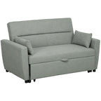 2-Sitzer Sofa mit Bettfunktion, Verstellbarer R¨¹ckenlehne, Polstersofa, Samtoptik, f¨¹r Wohnzimmer, Schlafzimmer, Hellgrau