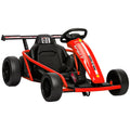 24V Elektro-Go-Kart zum Fahren und Driften, Nylon-Reifen, Sicherheitsgurt, Hupe, Musik f¨¹r 8-12 Jahre Rot
