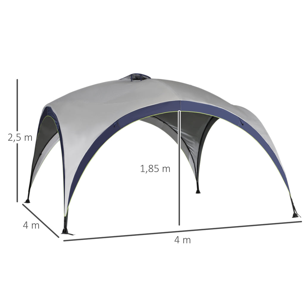 Garten Pavillon Gartenzelt Festzelt Partyzelt Sonnenschutz wetterfest Metallstange + Polyester Cremeweiß + Blau 4 x 4 x 2,5 m