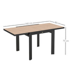 Gartentisch Ausziehbarer Aluminium 80/160x80 cm Wetterfest Balkontisch für 6 Personen Naturholz
