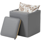 Sitzhocker mit Stauraum Hocker mit Deckel, Quadratischer Fu?hocker Sitzw¨¹rfel Kunstleder 40 x 40 x 40 cm Grau