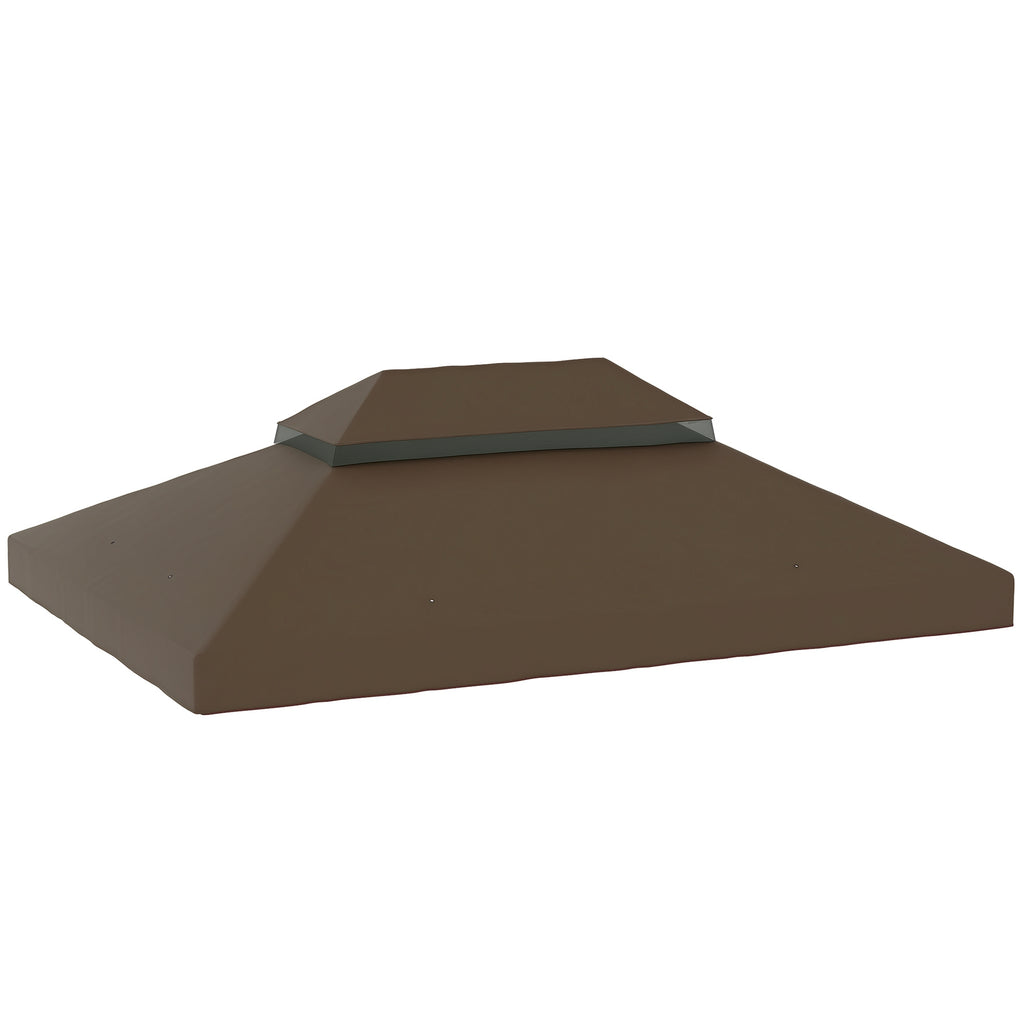 Pavillon-Ersatzdach, 3 x 4 m, Ersatzplane mit Wasserablauf-Öffnungen, Polyester, Sonnenschutz, UPF30+, Kaffee