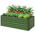 Raised Beds for Garden, Galvanised Steel Outdoor Planters with Multi-reinforced Rods, 180 x 90 x 59 cm, Green