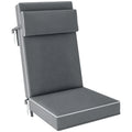 Sitzkissen 120 x 47 x 9,5 cm wasserabweisend Stuhlkissen mit B?ndern, Kopfst¨¹tze, UPF50+ Dunkelgrau