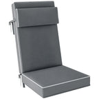 Sitzkissen 120 x 47 x 9,5 cm wasserabweisend Stuhlkissen mit B?ndern, Kopfst¨¹tze, UPF50+ Dunkelgrau