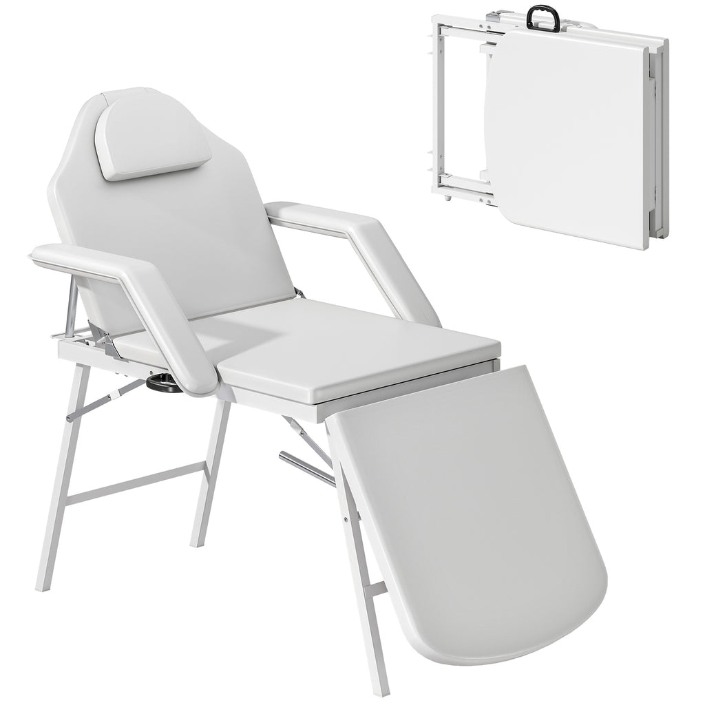 Tragbarer Massagetisch, Klappbare Massageliege mit Kunstleder-Bezug, Schaumstoff-Polsterung, Stahlrahmen, Wei?