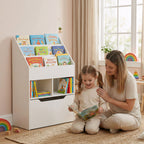 Kinderregal mit Schublade, Bücherregal mit Fächern, 60 x 29,9 x 90 cm, Weiß
