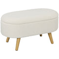 Sitzbank mit Stauraum und Deckel, Fu?hocker f¨¹r Flur, Wohnzimmer, Schlafzimmer, Holz, Stoffbezug, Wei?