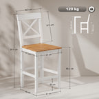 Barhocker 2er Set Barstuhl aus Kiefernholz mit Fußstütze, Lehne, Landhaus-Stil für Küche, Wohnzimmer, Natur