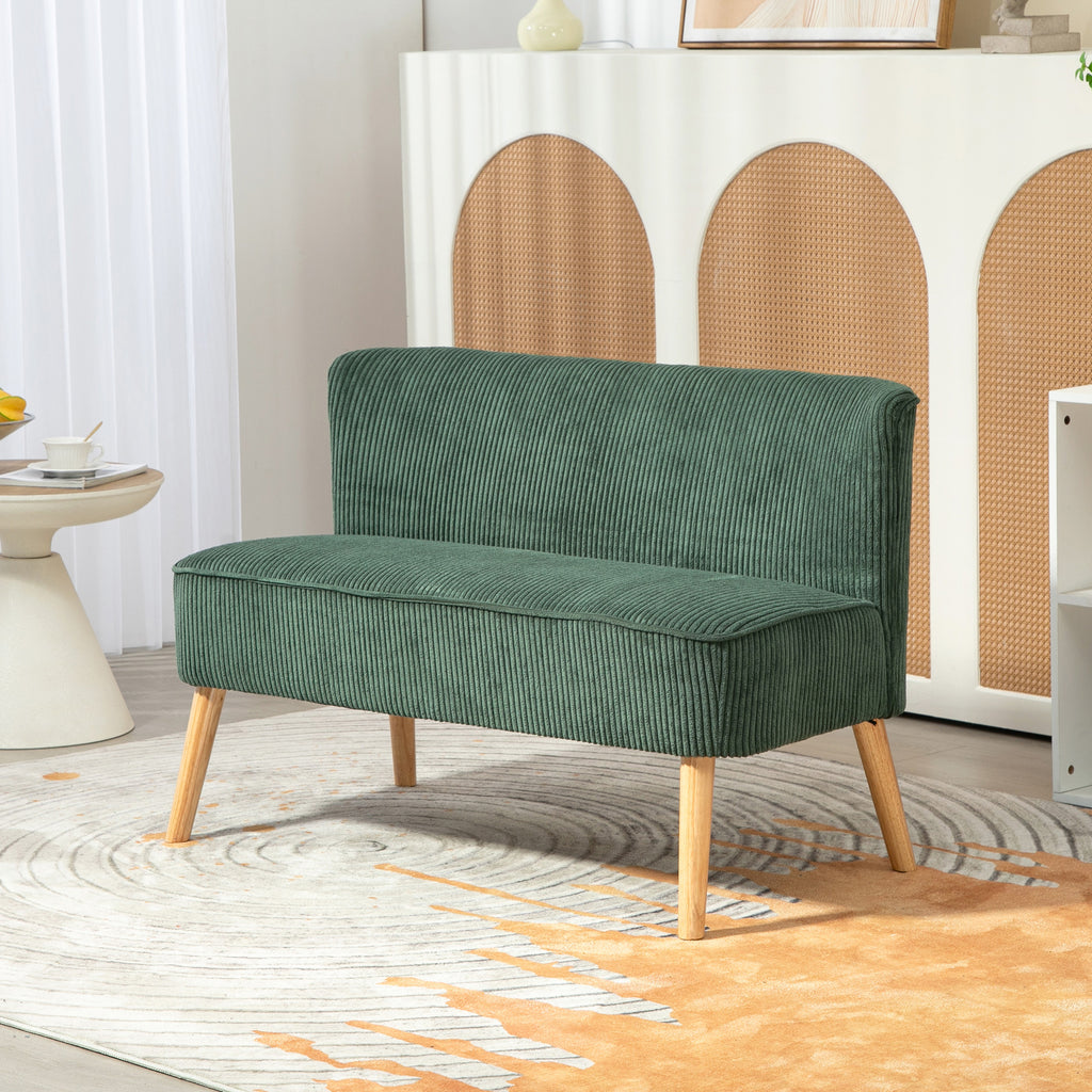 2-Sitzer Polstersofa, Holz, Samtartiges Polyester, Schaumstoff, 117 x 56,5 x 77 cm, Gr¨¹n