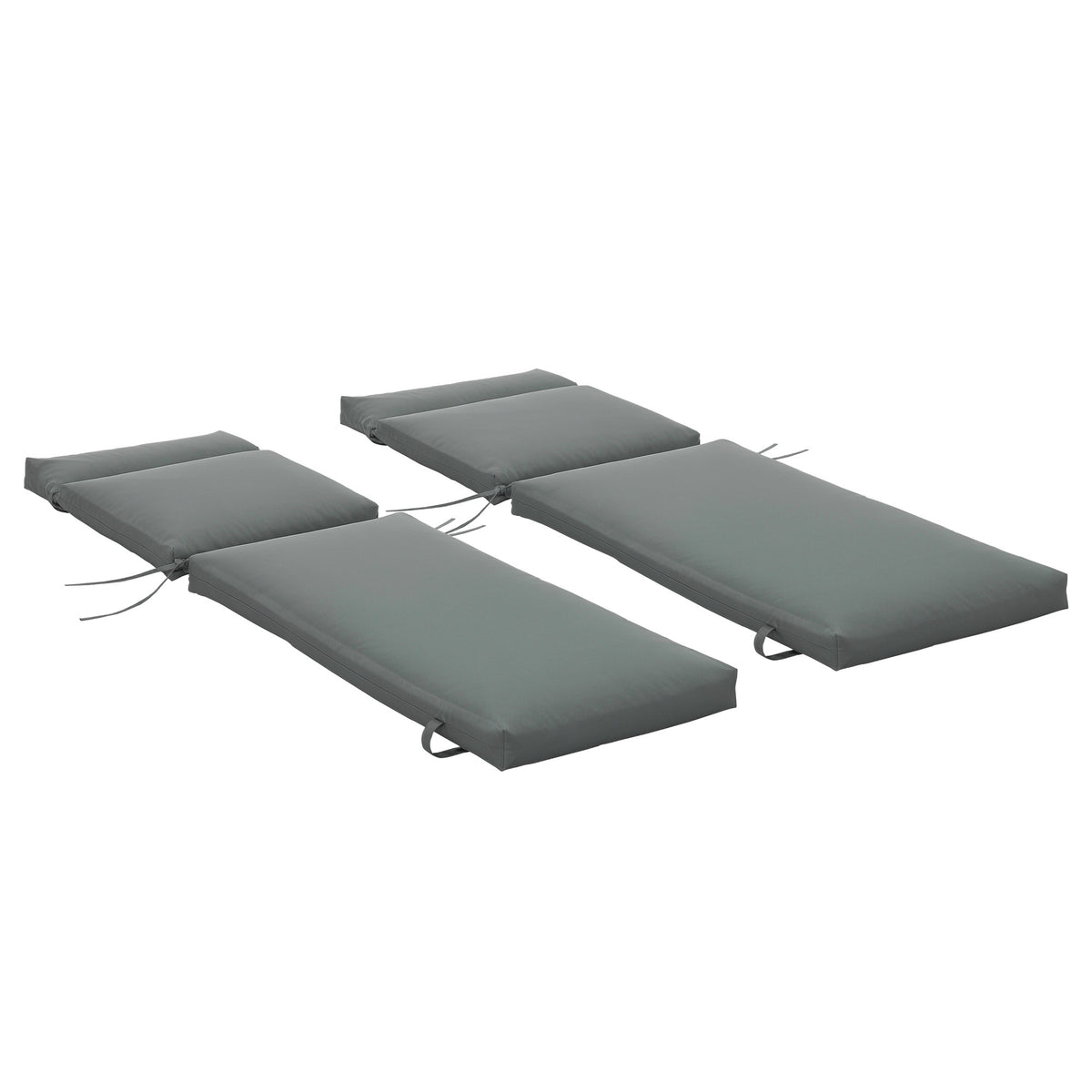 2er Set Auflage für Sonnenliege, Liegenauflage für Gartenliege extra dick 8cm Polsterauflage Dunkelgrau NUR Kissen